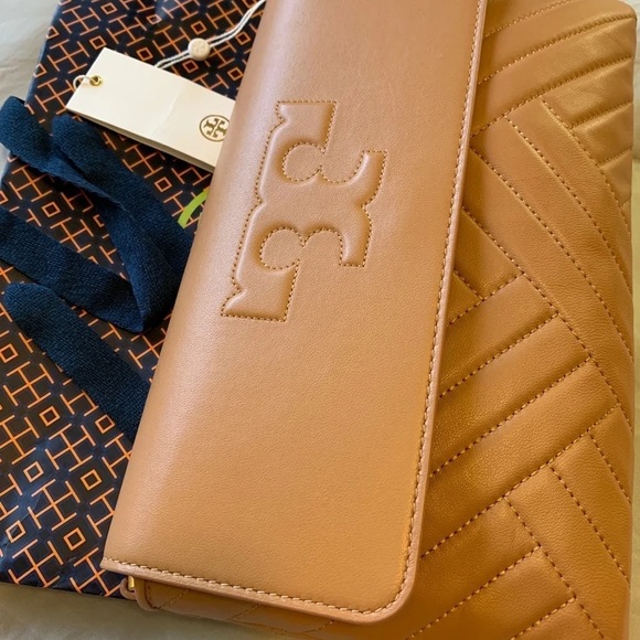 Tory Burch - Alexa Leather Clutch Handbag Vachetta Tan - Picture 6 of 6